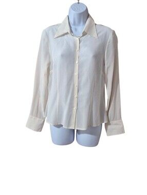 Hennes & Mauritz Vintage Cream Button-Front Blouse Long Sleeve